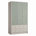 Armario de 3 puertas y 4 cajones de MDF verde gris