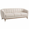 Sofá de Tres Plazas de Tela Beige y Madera