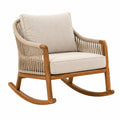 Mecedora de Madera con Cuerda y Cojines Beige