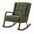 Mecedora de Tela con Brazos de Madera y Base de Metal Verde