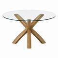Mesa redonda de madera y cristal templado 100cm